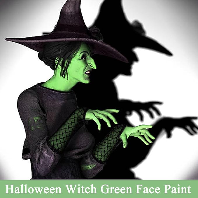 MEICOLY Lime Green Face Body Paint Stick,St Patricks Day Accessories,Light Green Face Paint,Hunting Camo Paint,Halloween SFX Cosplay Witch Makeup for Kids and Adults,Eye Black Stick