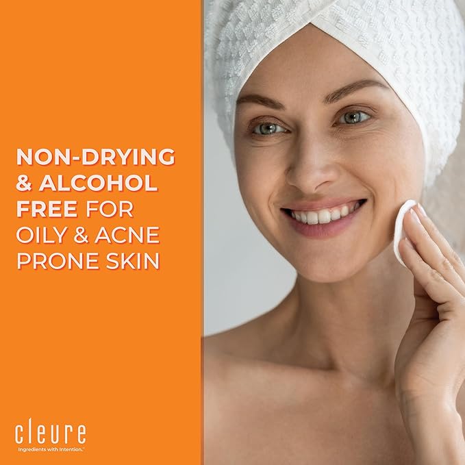 Cleure Alcohol Free Toner for Sensitive Skin - Balancing pH Toner for Face - Paraben, Salicylate, & Fragrance Free (8 oz, Pack of 1)