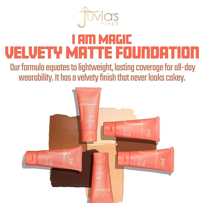 Juvia's Place I Am Magic Velvety Matte Liquid Foundation 350 - Somalia - Dark Tan w/Warm Undertone, Makeup Foundation Full Coverage, Lightweight, Long Wear, Velvety Matte Finish