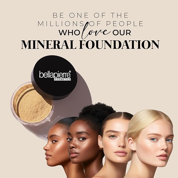bellapierre Mineral Foundation SPF 15 - Loose Powder Foundation | Vegan & Cruelty Free Natural Makeup | Full Coverage Matte Finish | Hypoallergenic | Oil & Talc Free - 0.32 Oz - Acorn