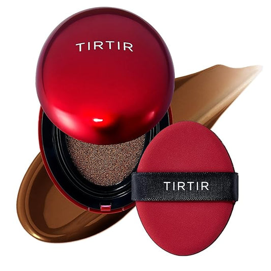 [*Mini Size*] TIRTIR Mask Fit Red Cushion Foundation | Full coverage, Weightless, Skin fit, Satin Glow Finish, Korean Makeup BB Foundation, beauty, Tattoo cover up, Buildable (#47N Ebony, 0.15 Fl Oz)