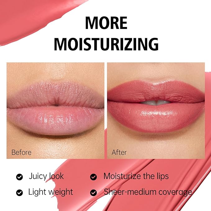 MAKI YIKA Moisture Dark Red Lipstick for Women Hydrate Lip Balm for Dry Cracked Lips Weightless Glossy Lip Color Juicy Finish,MA052 Dark Time