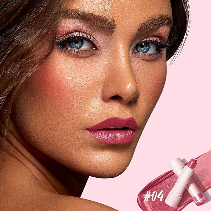 Tinted Lip Balm Chapstick with Color, Natural Semi - Gloss Finish, Hydrating/Coloring 2 in 1 Moisturizer Lip Stick for Girls & Women #04 Hot-Pink