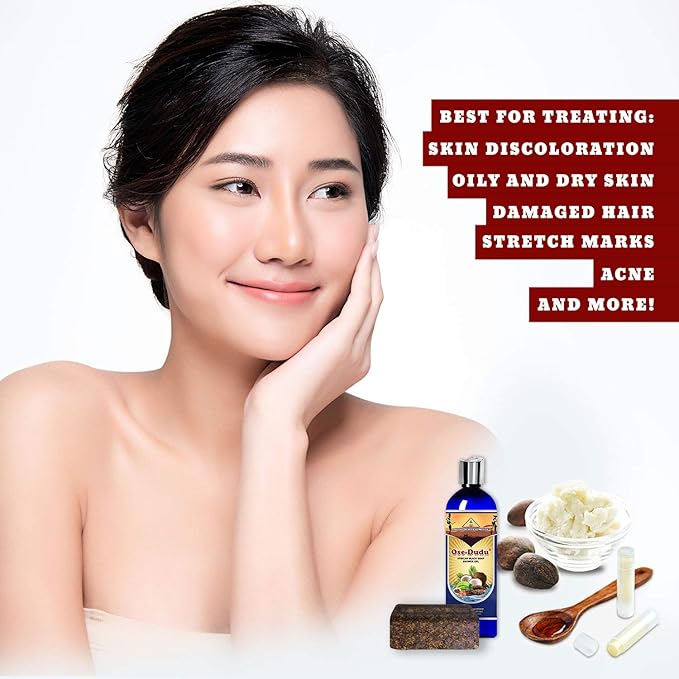 Organic, Anti-Bacterial OSE DUDU LIQUID BLACK SOAP GEL 1 LB (16 oz) Acne Eczema Dry Skin Psoriasis Scar Removal Face and Body Wash Skin Care (GHANA)