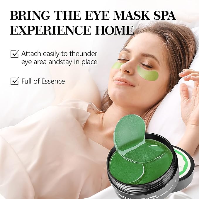 Eye Masks for Dark Circle Puffiness Dry Seaweed Eye Mask Puffy Eyes Undereye Patches Treatment 60 Pieces Collagen Eye Gel Mask Woman Men Hydrating Under Eye Mask Reduce Wrinkle Fine Line Revitalize