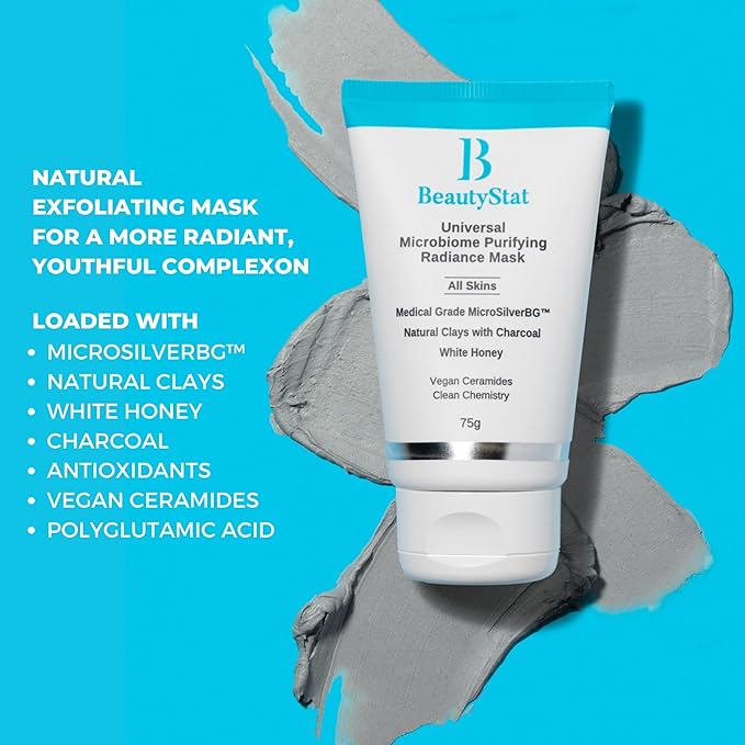 BeautyStat Universal Microbiome Purifying Radiance Mask, Cleansing Mask to Help Dimish Appearance of Pores + Purify Skin with Natural Clays (2.5 oz)