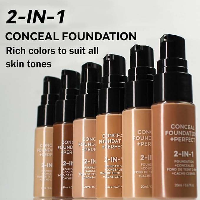 Concealer Full Coverage Foundation for Mature Skin,Oil Control Matte 2 in 1 Concealer liquid Foundation Makeup Waterproof Base De Maquillaje Alta Cobertura-03 Warm Ivory