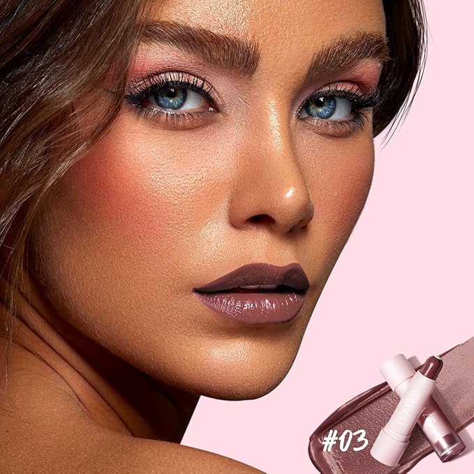 Tinted Lip Balm Chapstick with Color, Natural Semi - Gloss Finish, Hydrating/Coloring 2 in 1 Moisturizer Lip Stick for Girls & Women #03 Nude-Mauve