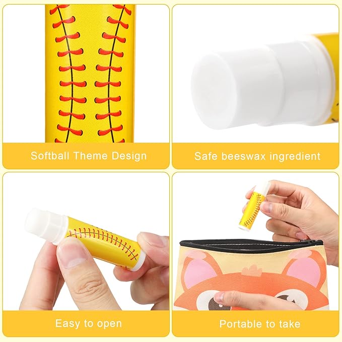 Demissle 40 Pcs Softball Lip Balm, Softball Lipstick, Organic Jasmine Taste Moisturizing Lip Balm, Softball Gifts for Women, Girl, Team