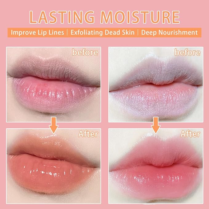 Lip Mask Overnight, Lip Sleeping Mask, lip Mask With Vitamin C, Antioxidants, Improves Dryness, Hydrating &Prevention Dry and Crack Lip Scrubs Exfoliator (peach&grapefruit)