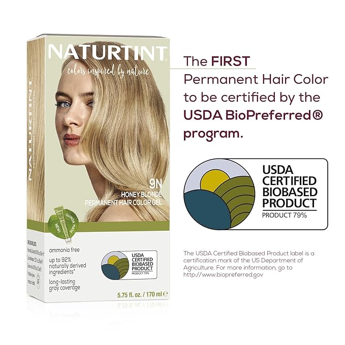 Naturtint 9N Honey Blonde Permanent Hair Color (Pack of 1), Ammonia Free, Vegan, Cruelty Free, up to 100% Gray Coverage, Long Lasting Results (Packaging may vary)