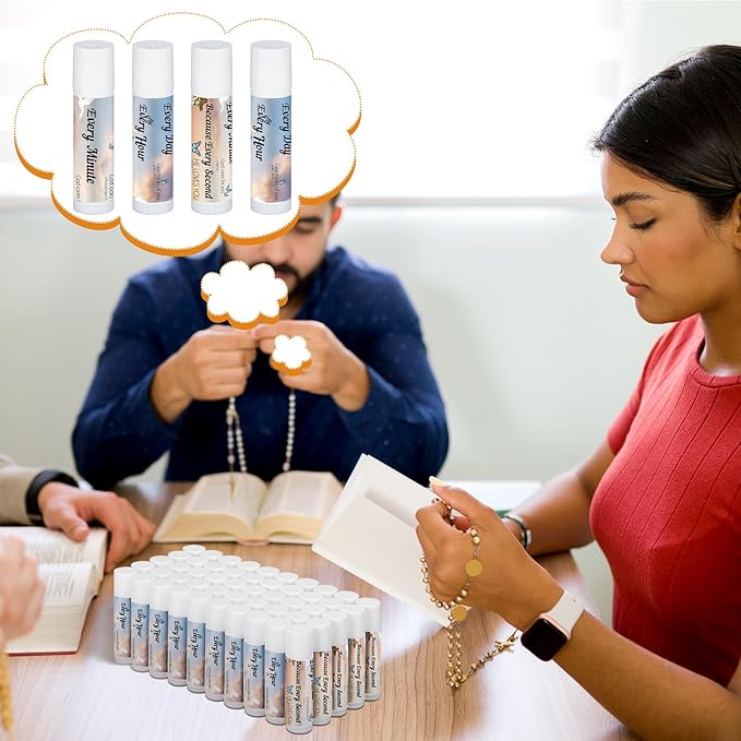 50 Pcs Christian Religious Gifts Bulk Bible Verse Lip Balms Favors Inspirational Scripture Gifts Sunday School Church Christmas Employee Appreciation Gifts for Women Men Staff Coworkers