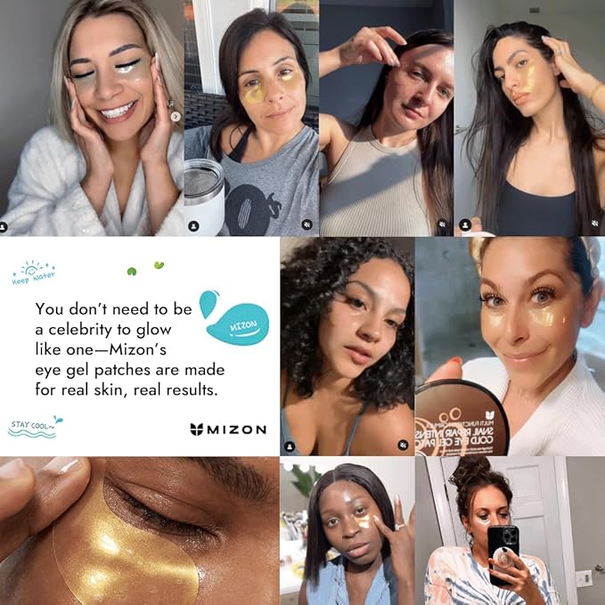 MIZON 24K Gold and Snail Mucin Hydrogel Under Eye Patches for Puffy Eyes Dark Circles Moisturizing Fine Lines Korean Skincare Pack of (Pack of 2, 120 Pairs)