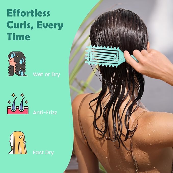 Curl Defining Brush, Curly Hair Brush Defining with Side Gear for Combing, Shaping, and Styling Curly Hair, Lightweight Candy Brush Suitable for All Wet or Dry Hair Types for Women and Men