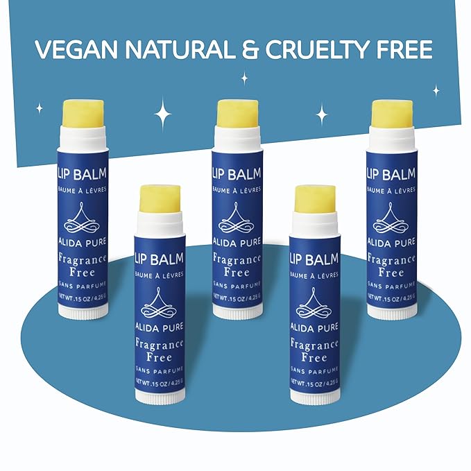 Fragrance Free Bulk Lip Balm Collection, Unscented Vegan Lip Balm, Bees Wax Free, Coconut Oil Free, Avocado Oil, Organic Jojoba Oil, Vitamin E, For Dry, Chapped, or Cracked Lips, 50 Tubes