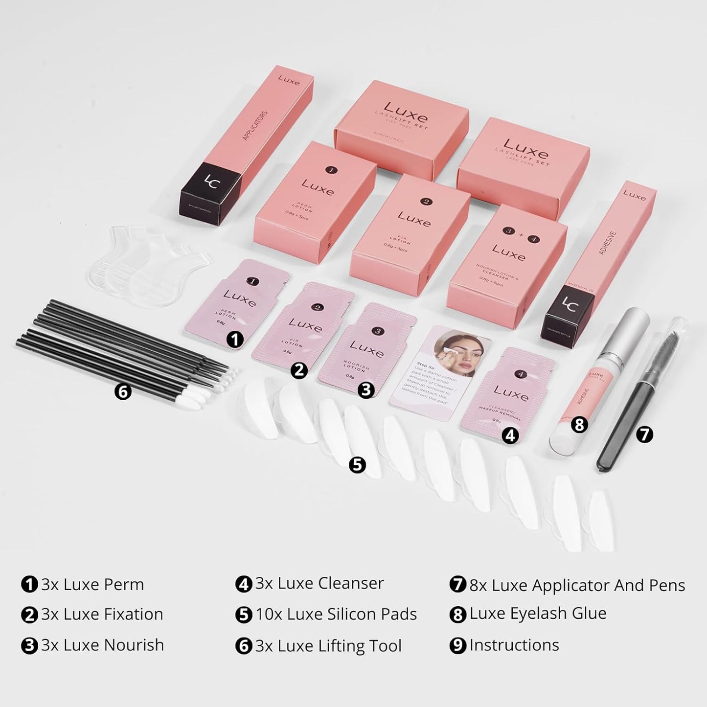 Luxe Cosmetics - Lash Lift Kit - Complete Set for Eyelash Lifting - New Pro Version - Easy to Apply and Long Lasting Finish - Professional Results up to 8 Weeks