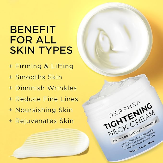 Neck Tightening Cream: Tighten and Lift Neck Cream For Tightening and Firming, Fine lines, Loose & Sagging On Face, Decollete & Other Skin Areas - 3.4 Oz