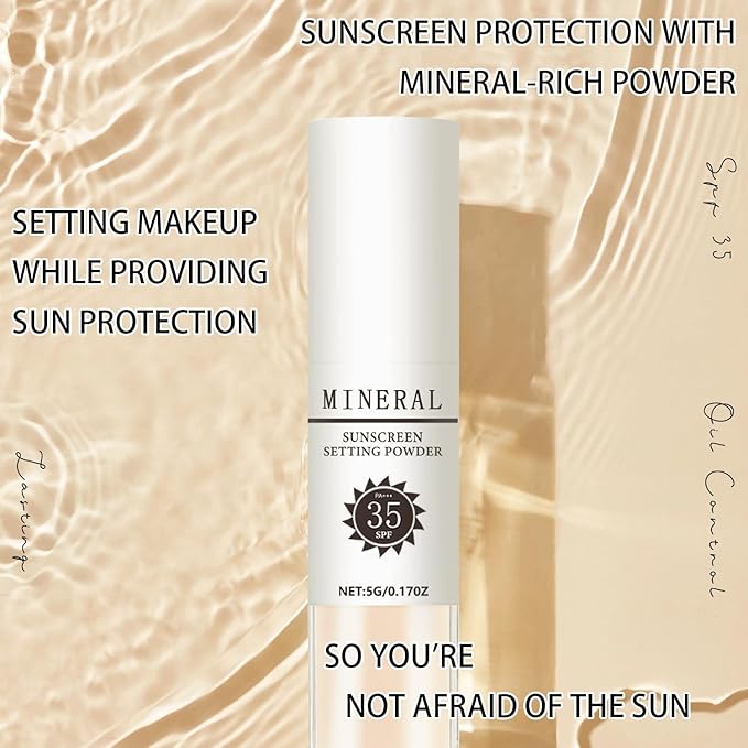 Mineral Sunscreen Setting Powder, SPF 35 Translucent Loose Powder, Mineral Brush Powder, Oil Control Natural Matte Finish, Lasting Lightweight Breathable for All Skin (#02 Fair)