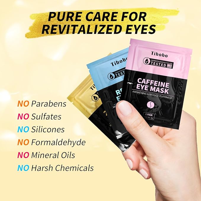 Under Eye Patches(48 Pairs), 24K Gold, Caffeine, Retinol Eye Masks for Puffy Eyes, Wrinkles, Dark Circles, Undereye Bags Treatment - Restoring & Awakening & Moisturizer Skin care Gift for Women