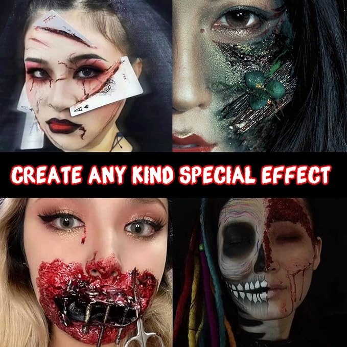 Depvision Liquid Latex 3 Colors Set White Fresh Clear Color For Special Effects Wound Waterproof Professional Makeup Artist Skin Illustrator SFX Monster Zombie (60ml*3 Color) (30ml * 3 Special color)