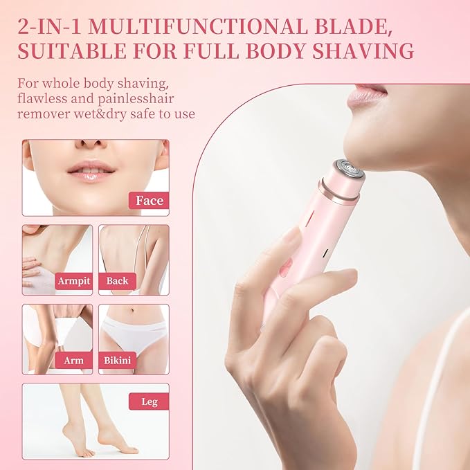 QNHMPW Bikini Trimmer for Women,Electric Razors for Women,2-in-1 Dual Head Shaver- Wet/Dry Shaver Groomer, Waterproof Hygiene Razor Used for Face, Underarm, Leg, Bikini Area(Purple)