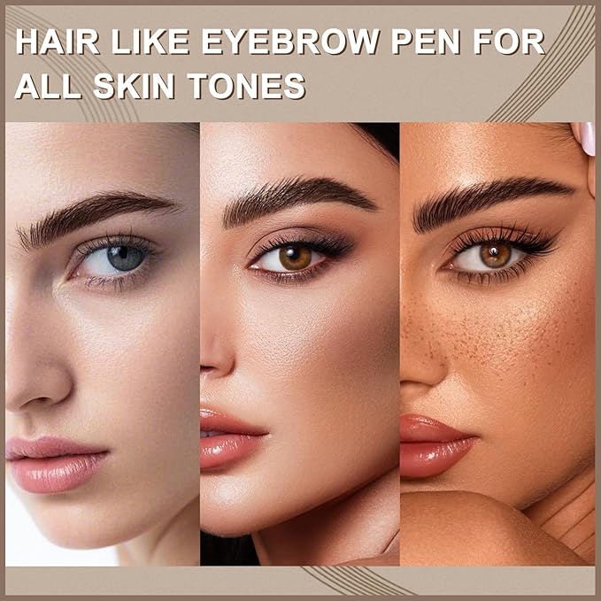 Boobeen 2pcs Waterproof Eyebrow Pen，Dual-Ended Eyeliner Microblading Eyebrow Pencil for Women，Long Lasting Hair-Like Brow Pen with Brow Brush，Dark Brown