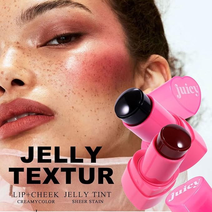 Cooling Water Jelly Tint Stick，Multi-Use Juicy Love Blush, 3-In-1cheek Blush & Eyeshadow & Lip Tinted Long-Lasting Moisture Stick，Bouncy Jelly Texture，Creates A Moist Watercolor Effect (#04, 0.32oz)