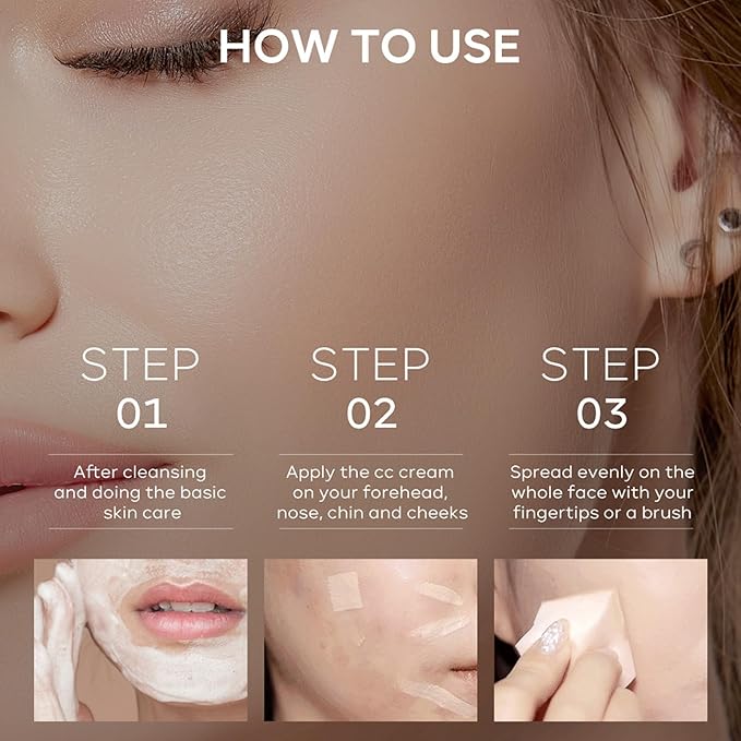 CC Cream with SPF 15, CC Cream Tinted Moisturizer, CC Cream Foundation Full Coverage Correcting Dullness Uneven Skin Tone, Watrerproof Long Lastng CC Cream Hydration Concealer (Iovry)