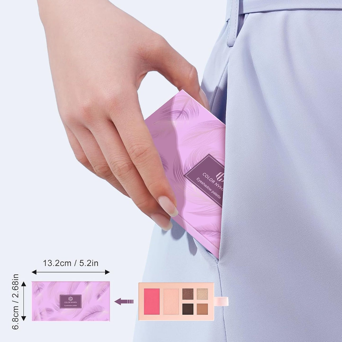 Color Nymph Small Makeup Palette Set for Face | Cosmetics Gift Set for Women & Girls | 12 Colors Eyeshadow, Blush, Highlighter, Contour Powder, Lip Gloss & Brush Kit | Travel-Friendly (Purple)