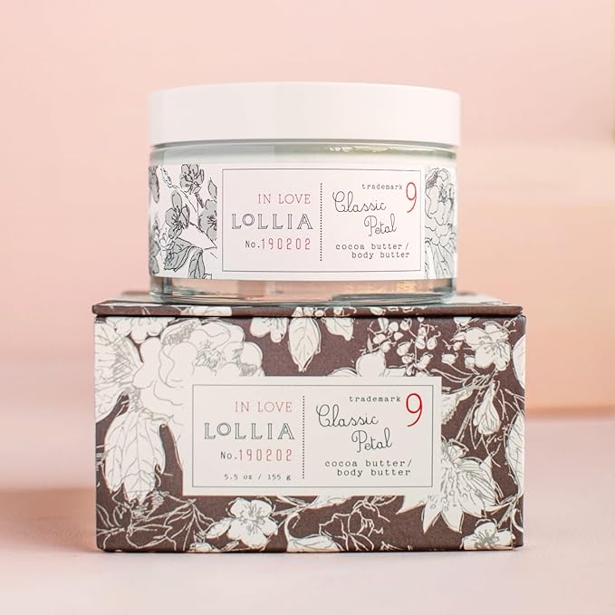 LOLLIA In Love Body Butter, 5.5 oz. - Classic Petal Fragrance - Shea Butter & Cocoa Butter, Body Lotion for Women, Hydrating & Smooth Body Moisturizer