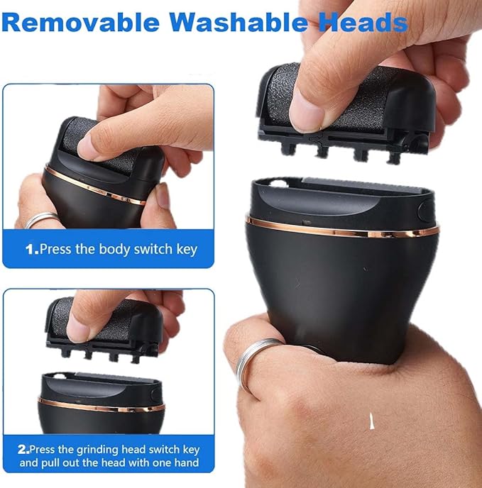 Electric Foot Callus Remover, Portable Electric Foot File with 15 in 1 Professional Pedicure Kits, Rechargeable Pedicure Tools for Foot Care, Waterproof Remover Cracked Feet & Dead Skin (Black)