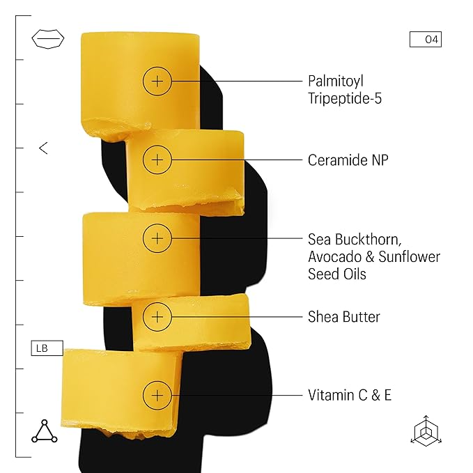 Allies of Skin Peptide & Ceramide Repair Lip Balm with Palmitoyl Tripeptide-5, Ceramide NP, Sea Buckthorn Oil, Avocado Oil, Sunflower Seed Oil, Shea Butter, Vitamin C & E. 3.8g/ 0.13 oz