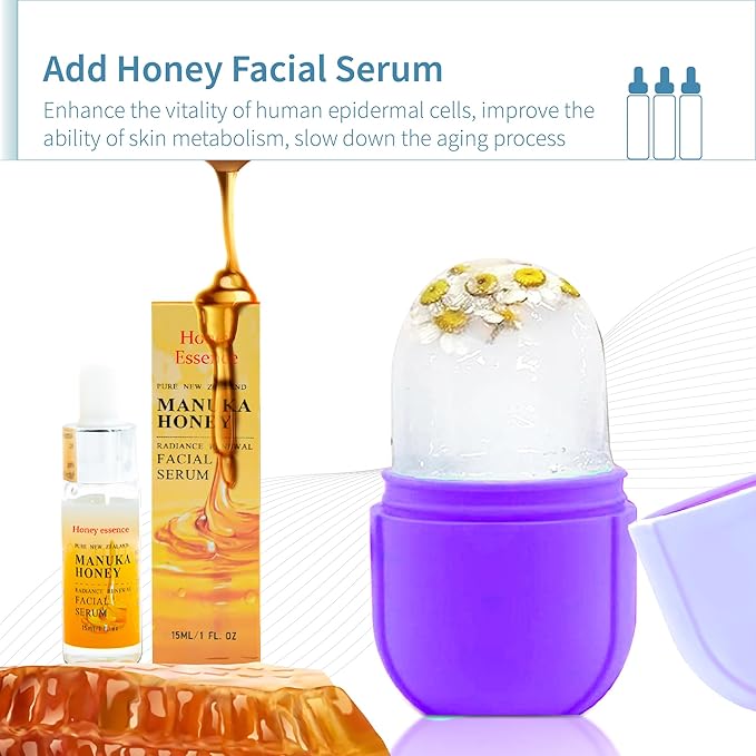 Ice Roller for Face,Ice Face Roller Skin Care ,Face Ice Pack Ice Facial and Eyes Cube Massager tools.Contains Essence Set (Set-Purple)