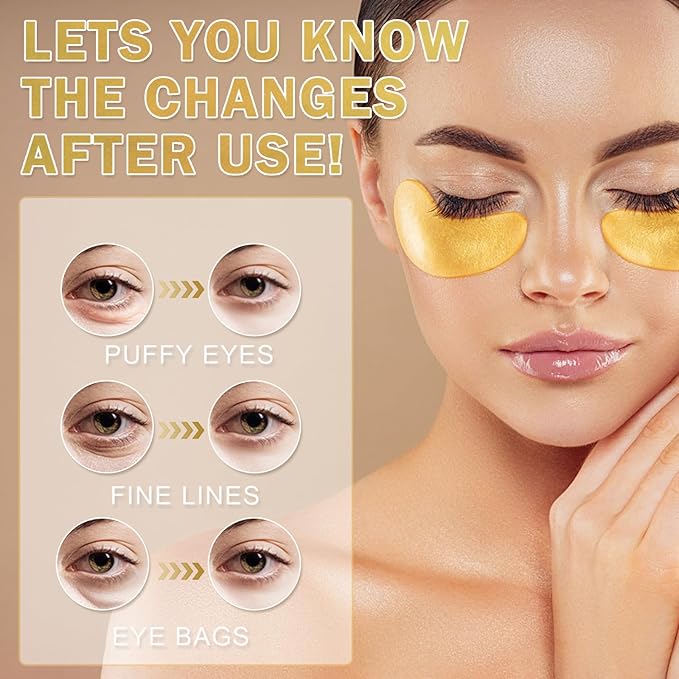 24K Gold Under Eye Patches,Black Box Collagen Anti-Aging Moisturize Under Eye Mask,Reducing Fine and Lines Dark Circleeye Patches,Gel Eye Masks Beauty & Personal Care