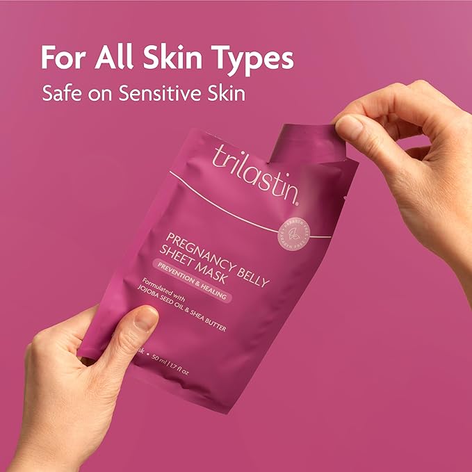 TriLASTIN Belly Masks - Belly Masks for Pregnant Women - Hydrating & Soothing for Itchy Skin - Reduces Stretch Marks - Safe for Sensitive Skin - Paraben & Phthalate-Free - Made in USA - 4 Pack