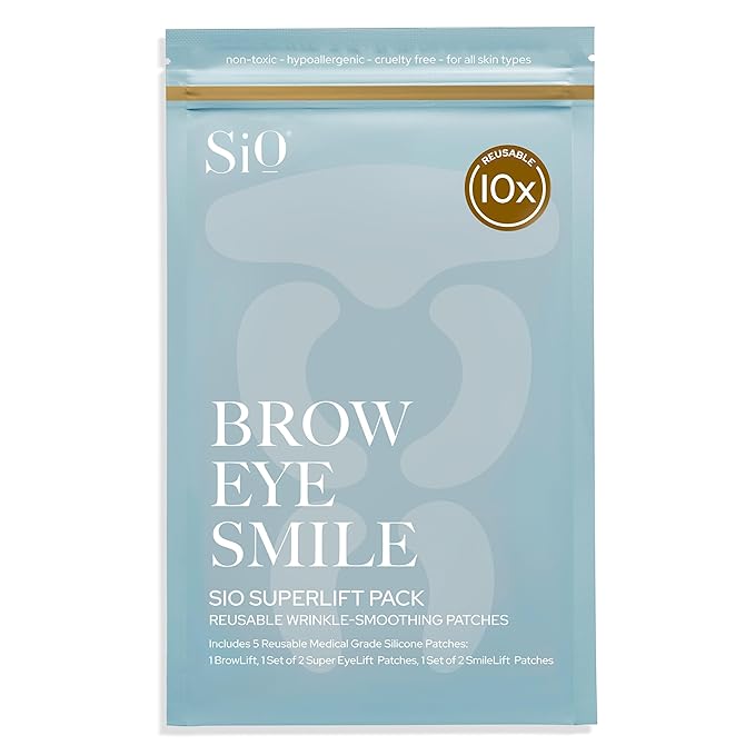SiO Beauty SuperLift Pack - Wrinkle-Smoothing, Medical-Grade Silicone Patches for Fine Lines - Reusable Up to 10x - Cruelty-Free & Eco-Friendly Beauty Patches for Smile Lines & Crows Feet - 5 Patches