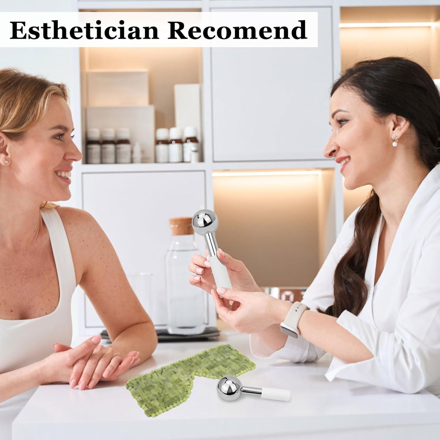 Ice Globes for Face & Eyes - Unbreakless Stainless Steel Cryo Sticks Facial Massage Tools Cold Therapy Cooling Globes to Reduce Puffiness, Wrinkles, Dark Circles Spa & Esthetician Supplies