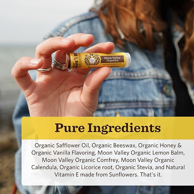 Moon Valley Organics Beeswax Lip Balm for Moisturizing Lips and Cuticles (SWEET HONEY, 1-Pack)