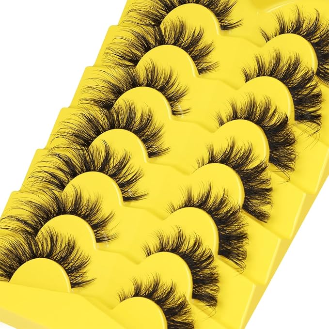Fox Eye Lashes Wispy False Eyelashes Natural Look Clear Band Lashes 20mm 3D Mink Lash Cat Eye Spiky Strip Eyelashes Pack by Kiromiro
