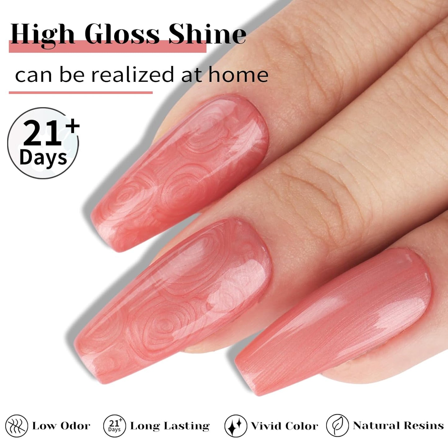 Coral Pearl Gel Nail Polish - 0.51 fl oz Pearl Coral Pink Shimmer Gel Polish for Manicure Salon or DIY Nail Art At Home - GP0025