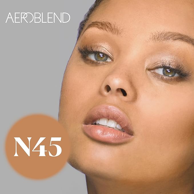 AEROBLEND Airbrush Foundation Makeup (N45) Professional, Water-Based, Buildable, Long-wearing, For all skin types, 1 oz