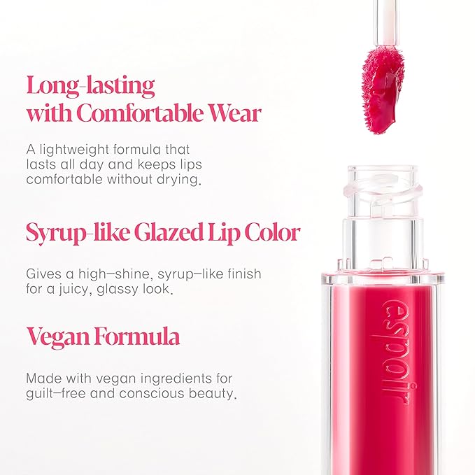 Espoir Couture Lip Tint Glaze #6 Brulee 0.14oz | Volumizing Lip Stain with Syrupy Shine | Long-Lasting & Vibrant Color for Radiant Lip Look | Moisturizing & Glossy Lip Tint | Korean Lip Makeup
