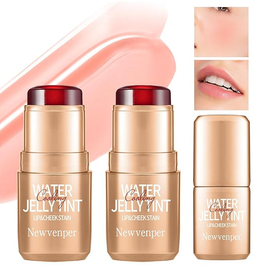 2PCS Jelly Blush Stick, Multi-Purpose Lip & Cheek Stick, Waterproof jelly tint, Moisturizing Cooling Water Jelly Tint Long Lasting cheek stain & lip tint for Women and Girls 02#