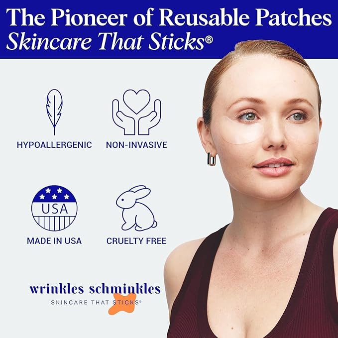 Wrinkles Schminkles Under Eye Wrinkle Patches, Smooth Eye Wrinkles, Crows Feet & Dark Circles Overnight, 1 Pair Reusable Medical Grade Silicone Patches