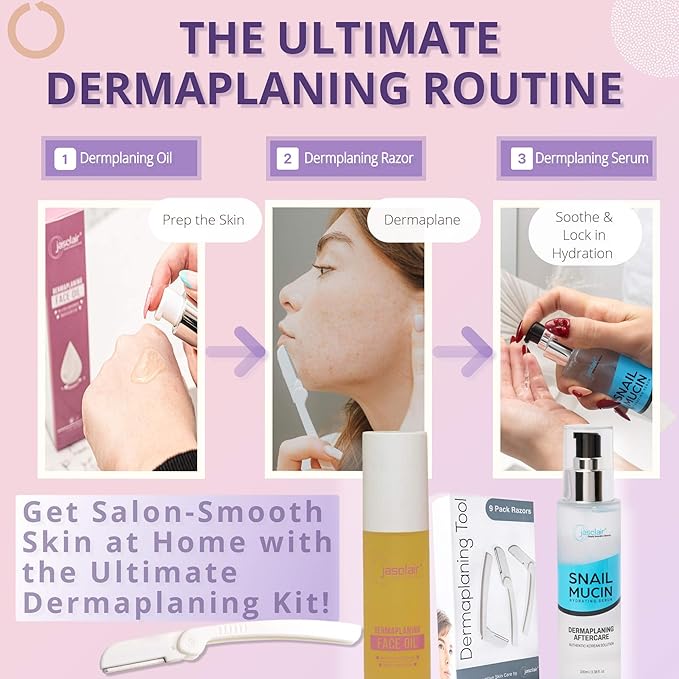 Dermaplaning Oil - Smooth Glide Skin Barrier Shave Oil for Women - Use with Dermaplaning Tool, Facial & Eyebrow Razor, Microblades- Softens Skin Pre & Post Shave