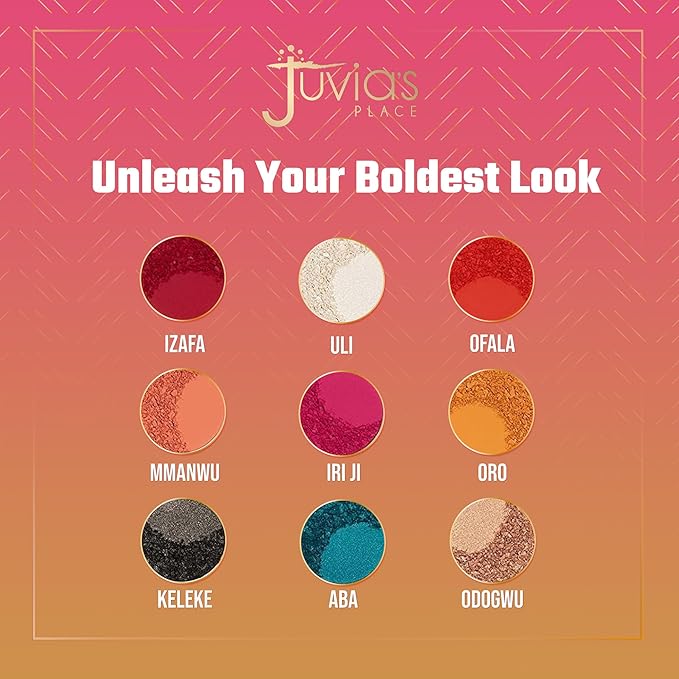 Juvia's Place Palette The Festival - Bold Coral, Red, Glittery Neutrals, Shades of 9, Bold and Fiery Palette, Pigmented Makeup Palette Eye Color & Shine