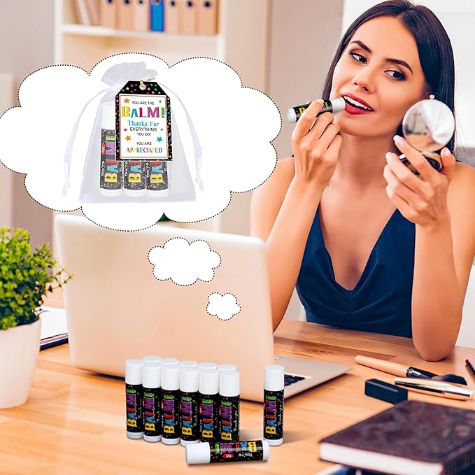 Dunzy 50 Sets Inspirational Gifts Lip Balm Bulk for Women Teachers Nurses Coworkers Friends Mother Employee Appreciation Gifts Bulk Thank You Small Gifts Lip Balm Gifts Party Gift Favors