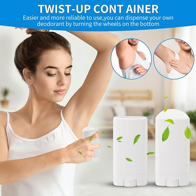 Empty Oval Deodorant Lip Lipstick Balm Tubes Containers Plastic (20-Pack) (15ml, white)