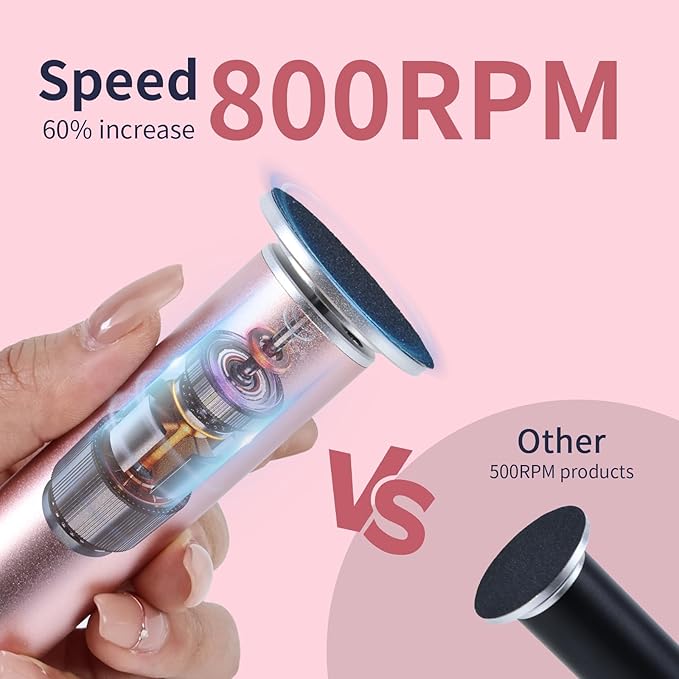 4.8IN Longer Electric Foot Callus Remover with 120pcs Sandpaper Discs, Professional Aluminum Callus Remover for Feet, Stepless Speed Control Pedicure Tools for Dead Skin (Black-pro)