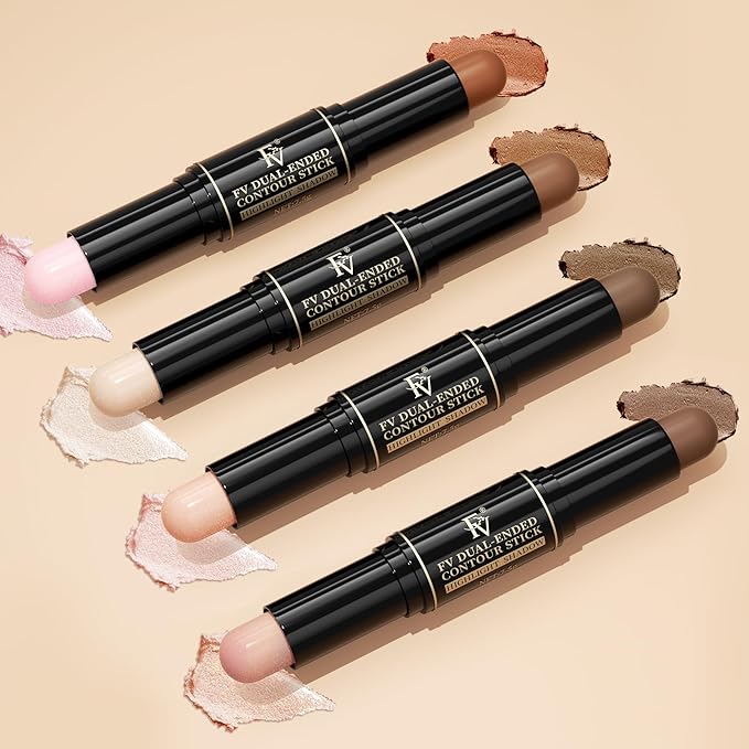 FV Contour Stick, Double-ended Contour and Highlighter Stick, Smooth & Blendable Cream Contour Stick with Natural Finish, Highly Pigmented & Long Lasting, Vegan & Cruelty-free, 04